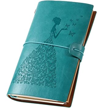 Photo 1 of Leather Journal Notebook, Travelers Notebook Vintage Journal Refillable Writing Diary for Women with Lined Paper + 1 PVC Zipper Pocket + 18 Card Holder 4.7 X 7.9in (Blue)
