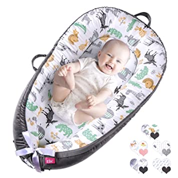 Photo 1 of EIH Baby Lounger, Baby Nest Portable Baby Bassinet Ultra Soft Breathable Newborn Lounger Adjustable for Crib & Bassinet Mattress Perfect for Co-Sleeping Traveling and Shower Gift (Animal)
