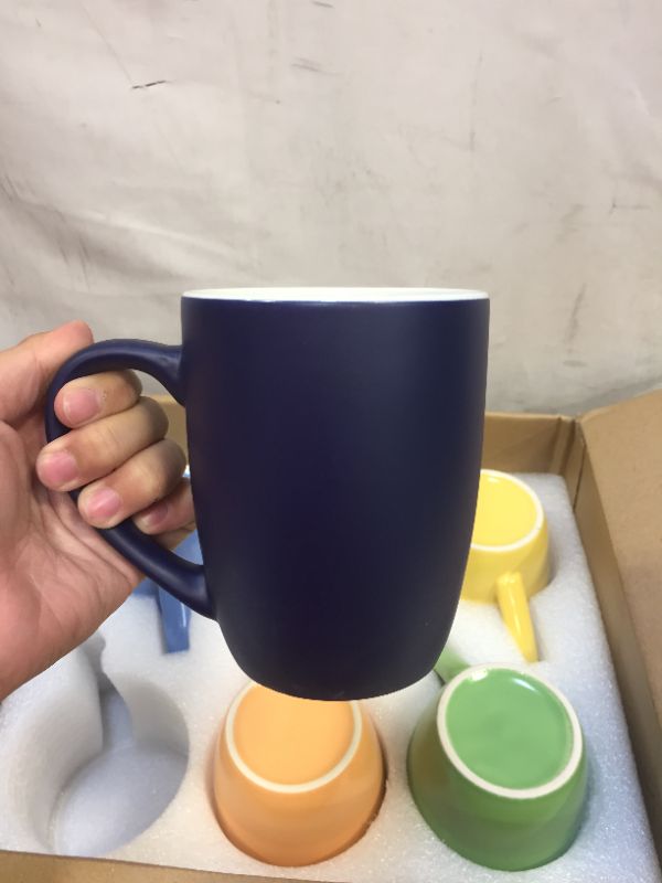 Photo 3 of 6 Pack Ceramic Coffee Mug Set, Farielyn-X 18 oz Colored Coffee Mugs, Large Size Coffee Cups, Porcelain Coffee Mugs Set, Restaurant Coffee Mugs for Coffee, Tea, Cocoa, Cappuccino, Mocha, Multi Colors
