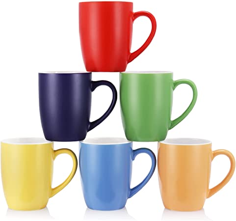 Photo 1 of 6 Pack Ceramic Coffee Mug Set, Farielyn-X 18 oz Colored Coffee Mugs, Large Size Coffee Cups, Porcelain Coffee Mugs Set, Restaurant Coffee Mugs for Coffee, Tea, Cocoa, Cappuccino, Mocha, Multi Colors
