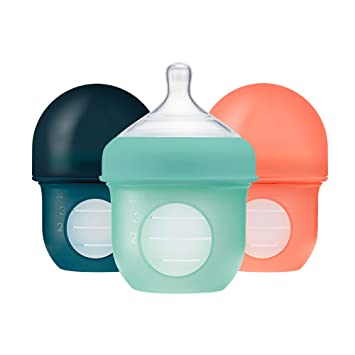 Photo 1 of Boon B11343 Reusable Silicone Pouch Baby Bottles for Air-Free Feeding with Stage 1 NURSH Bottles-4oz-Mint (3pk), 3 Count (Pack of 1), Mint
