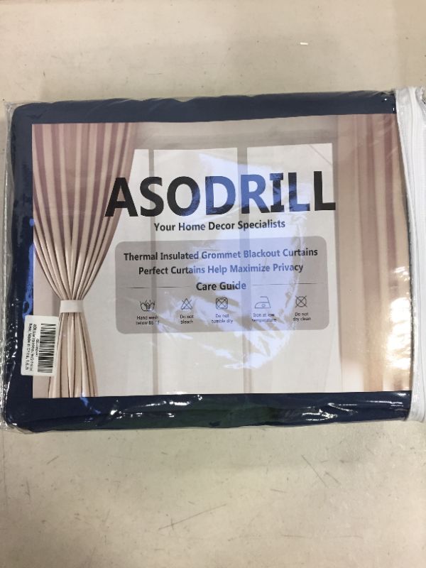 Photo 2 of Asodrill Navy Blue Curtains for Bedroom Thermal Insulated Room Darkening Curtains Drapes, 52 x 63, 2 Panels
