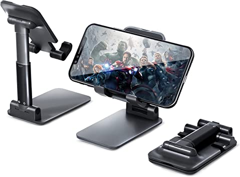 Photo 1 of Adjustable Cell Phone Stand, Fully Foldable Desktop Phone Holder Cradle Dock Holder,Tablet Stand for iPhone X Xr Xs max All Smart Phones and Tablets,Ipad(Black)
