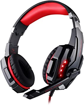 Photo 1 of KOTION EACH G9000 Gaming Headset, 3.5mm LED Light Game Headset for PlayStation 4 PS4 with Microphone for Laptop, Tablets, Computers, iPhone and Smartphones (red in Black)
