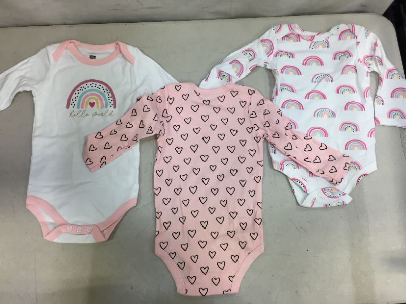 Photo 1 of HB BABY CLOTHES HEART & RAINBOW ONESIE, LONG SLEEVE - SIZE 6-9M