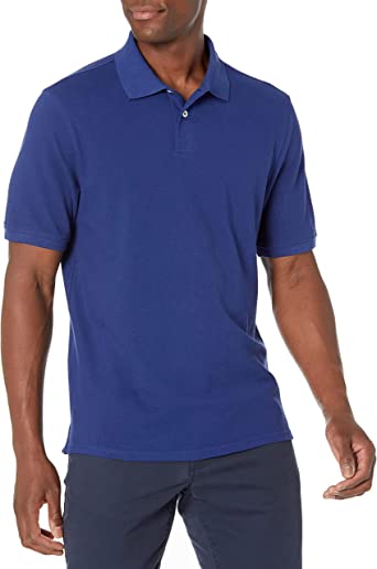 Photo 1 of Amazon Essentials Men's Regular-Fit Cotton Pique Polo Shirt (Available in Big & Tall), size L.