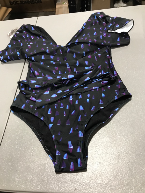 Photo 1 of black and blue bathing suit, size S.