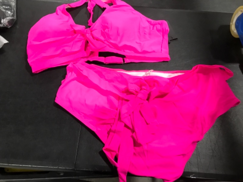 Photo 1 of 2 PIECE HOT PINK SWIMSUIT SIZE 22 