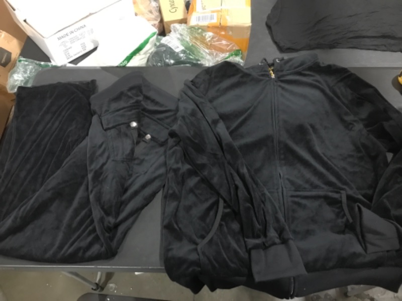 Photo 1 of 2 PIECE BLACK VELVET TRACKSUIT SIZE 3XL 