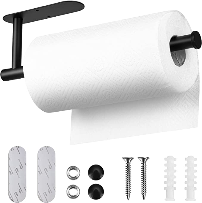 Photo 1 of 13 inch Black Paper Towel Holder Wall Mount, Inwaysin Under Cabinet Paper Towel Holder, Drilling or Self Adhesive Paper Towel Holder for Kitchen, Bathroom, Cabinets, Wall
