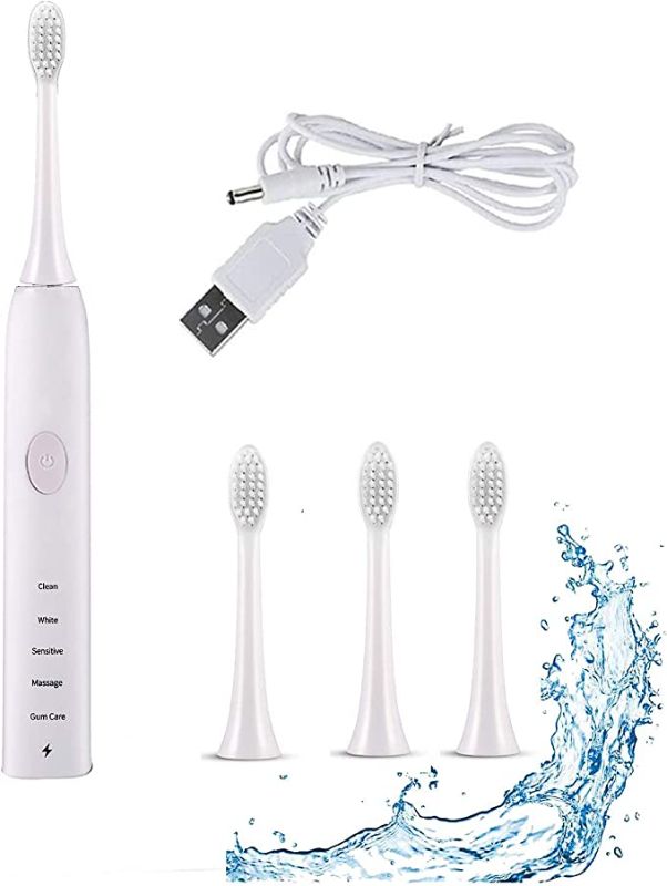 Photo 1 of Ruutcasy Sonic Electric Toothbrush for Kids and Adults, 5 Modes with 2 Min Build in Timer, Travel Portable Ultrasonic Toothbrush with 4 Brush Heads USB Charging Power Toothbrush, Dentist Recommended
