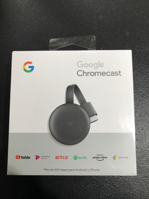 Photo 2 of Google Chromecast - Streaming Device with HDMI Cable - Stream Shows, Music, Photos, and Sports from Your Phone to Your TV---FACTORY SEALED