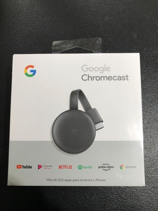 Photo 1 of Google Chromecast - Streaming Device with HDMI Cable - Stream Shows, Music, Photos, and Sports from Your Phone to Your TV---FACTORY SEALED