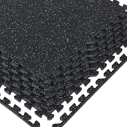 Photo 1 of 1/2" Thick 48 Sq Ft Rubber Top High Density EVA Foam Exercise Gym Mats 12 Pcs - Interlocking Puzzle Floor Tiles for Home Gym Heavy Workout Equipment Flooring - 24 x 24in Tile
