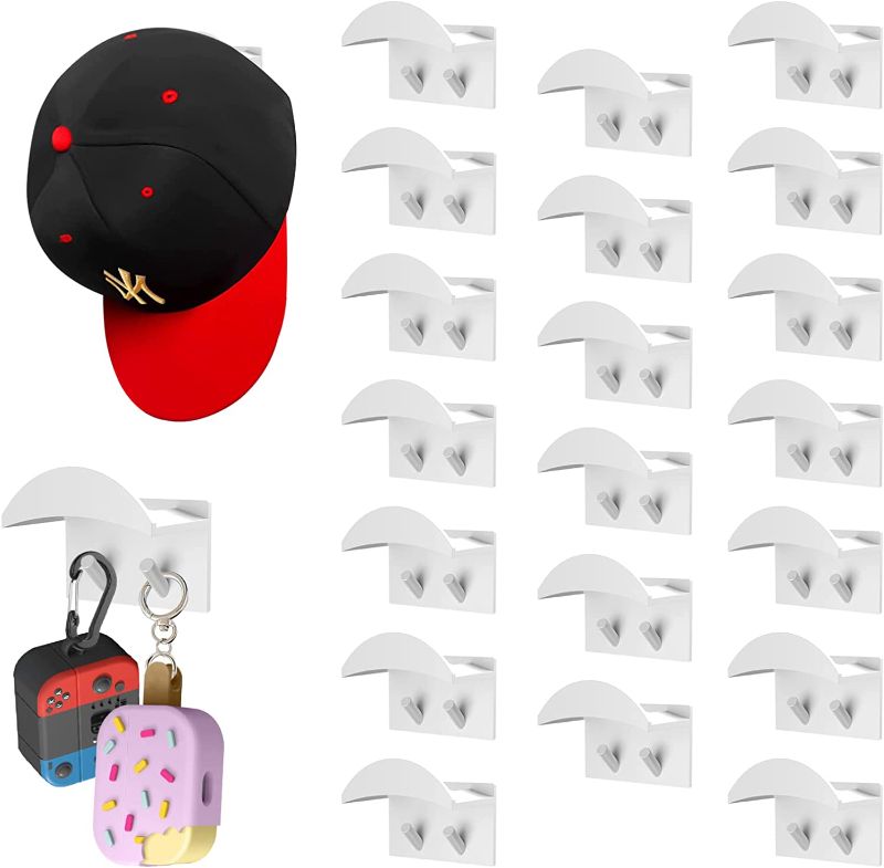 Photo 1 of ???? ??? [2 in 1] YNSZAS Design Compatible with Hat Rack Hooks, Hat Holder for Wall & Door - Baseball Caps Hangers Organizer Display (White, 20-Pack) 
