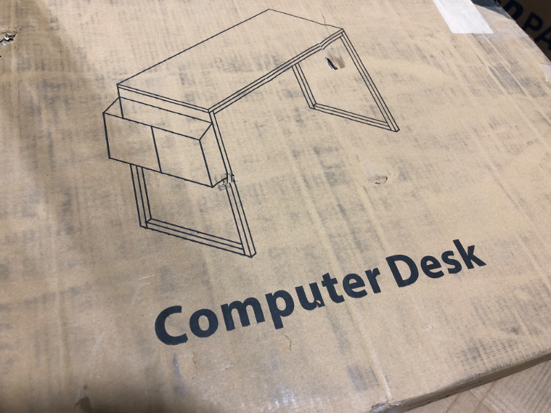 Photo 1 of Computer Desk 47 inch Home Office Writing Study Desk, Modern Simple Style Laptop Table with Storage Bag, White