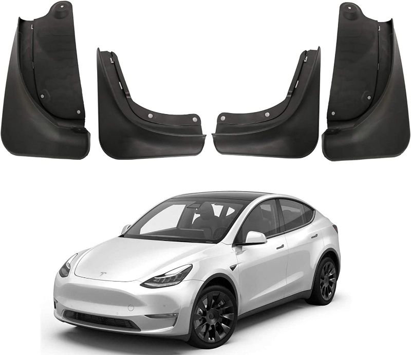 Photo 1 of BASENOR Tesla Model Y Mud Flaps Splash Guards Winter Vehicle Sediment Protection No Need to Drill Holes(Set of 4)