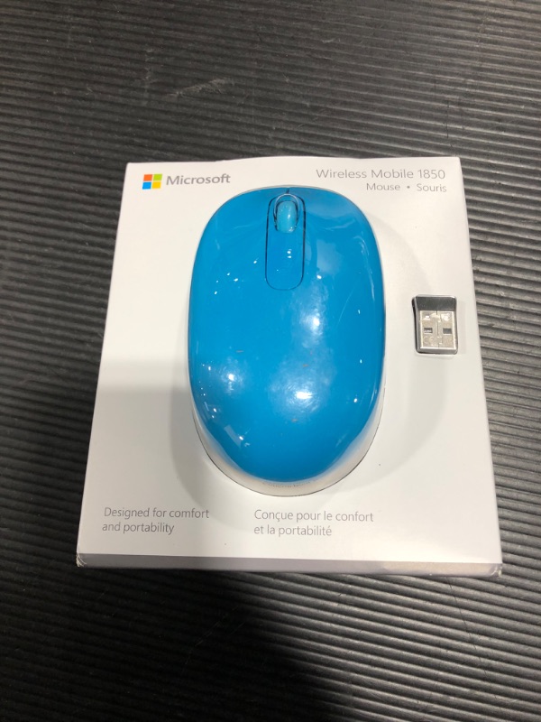 Photo 3 of Microsoft Wireless Mobile Mouse 1850 - Cyan Blue . Comfortable Right/Left Hand Use, Wireless Mouse with Nano transceiver, for PC/Laptop/Desktop, works with Mac/Windows 8/10/11 Computers