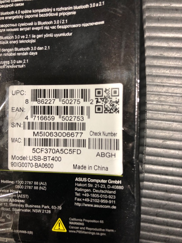 Photo 2 of ASUS USB-BT400 USB Adapter w/ Bluetooth Dongle Receiver, Laptop & PC Support, Windows 10 Plug and Play /8/7/XP, Printers, Phones, Headsets, Speakers, Keyboards, Controllers,Black