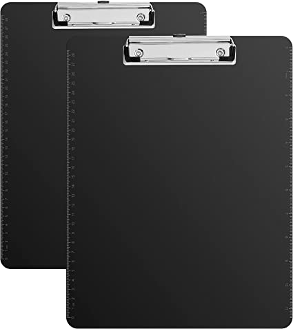 Photo 1 of Amazon Basics Plastic Clipboards, Low Profile Clip, Clipboard for classrooms, Offices, Restaurants, Doctor Offices, Black, 2-Pack