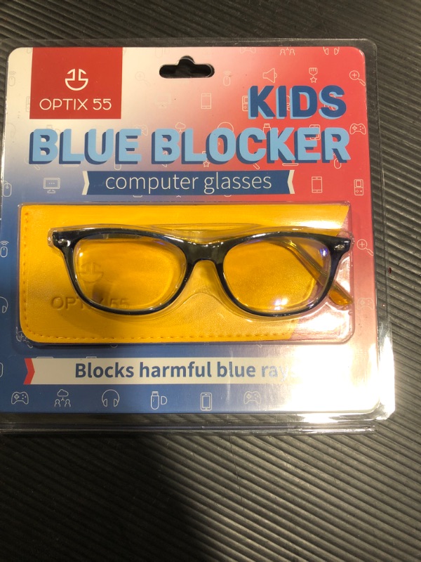 Photo 2 of Blue Light Blocking Glasses Girls & Boys | Anti Eyestrain Blue Light Glasses Kids Computer Gaming Glasses (Ages 3-10) | Flexible Blue Square Frames with Yellow Temples Video Phone Screen Eyeglasses