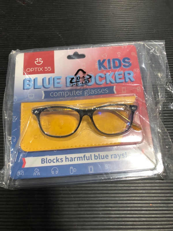 Photo 2 of Blue Light Blocking Glasses Girls & Boys | Anti Eyestrain Blue Light Glasses Kids Computer Gaming Glasses (Ages 3-10) | Flexible Blue Square Frames with Yellow Temples Video Phone Screen Eyeglasses