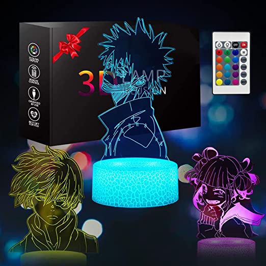 Photo 1 of 3D Illusion Anime Lamp3 Patterns and 16 Color Change Decor Lamp with Remote Control, Boys Girls Birthday Gifts
