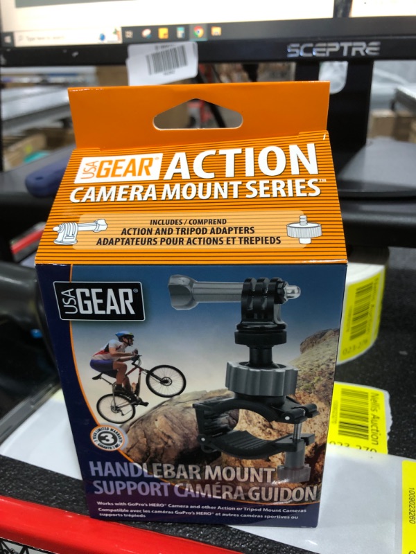 Photo 1 of USA Gear Handlebar Action Camera Mount with Tripod Screw and Action Style Mounting - Perfect For ATVs , Motocross , Bicycles , BMX , Boats , Snowmobiles and More