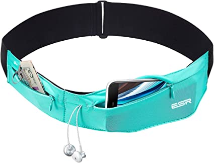Photo 1 of ESR Running Belt, Runners Waist Pack Adjustable Stretchy Zippered Fanny Pack with Headphone Port, Fits Most Phones, Money Belt/Phone Holder for Running, Workout, Cycling, Travelling, Size Medium

