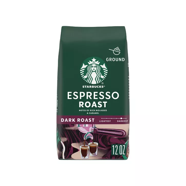 Photo 1 of Starbucks Ground Coffee, Espresso Roast, Dark Roast Coffee with Notes of Rich Molasses & Caramel, Ground 100% Arabica Coffee, 12-Ounce Bag ----expires dec 2022