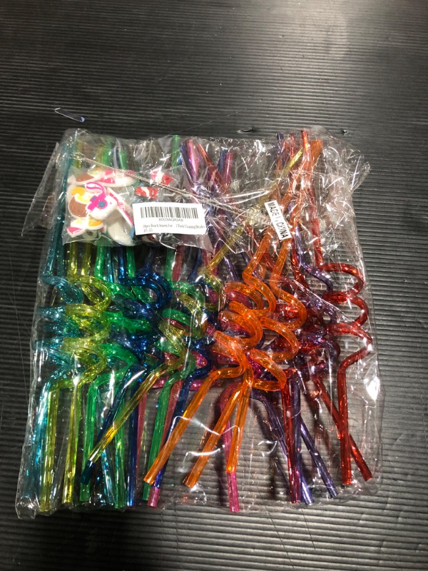 Photo 2 of 24 Pcs Summer Beach Pool Party Favor Drinking Straws Summer Party Favor for Pool Birthday Party Supplies Reusable Plastic Drinking Straws 2 Pcs Cleaning Brushes inside
