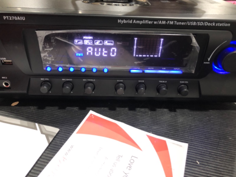 Photo 5 of 300W Digital Stereo Receiver System - AM/FM Qtz. Tuner, USB/SD Card MP3 Player & Subwoofer Control, A/B Speaker, IPhone MP3 Input with Karaoke, Cable & Remote - PT270AIU Amplifier System 300W with USB, SD Input