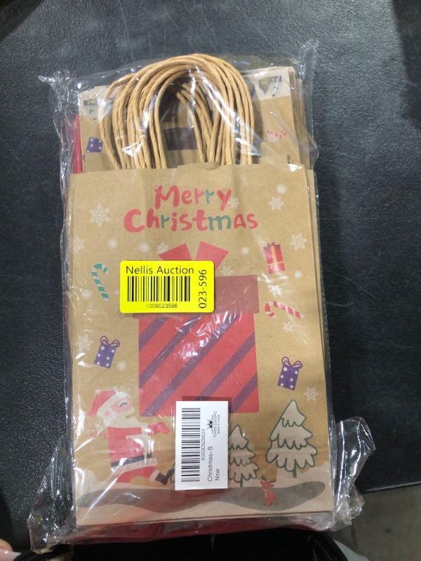 Photo 2 of 24 PCS Kraft paper Small size Christmas gift bags, With 48 Christmas Sheets of Wrapping Paper?24 Colorful Pull Bows Wrap Ribbon Pull Bowknots, 