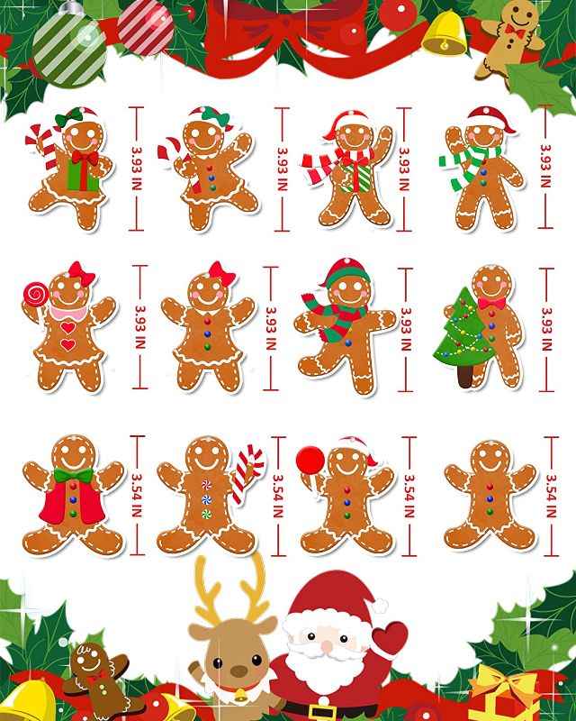 Photo 2 of 24 Pcs Gingerbread Christmas Ornaments Gingerbread Christmas Decor - Gingerbread House Decorations Kit