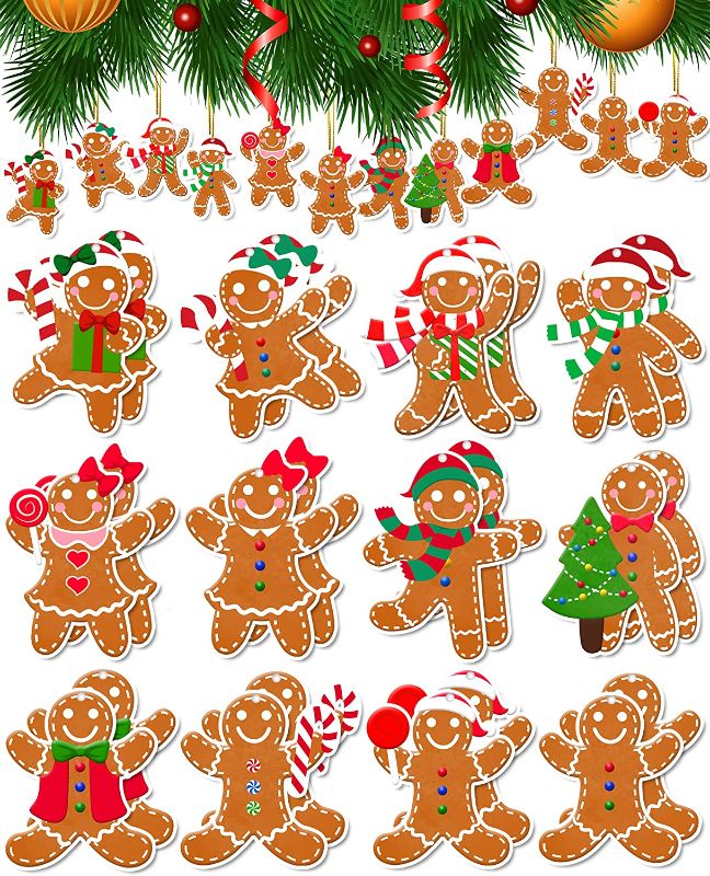 Photo 1 of 24 Pcs Gingerbread Christmas Ornaments Gingerbread House Decorations Kit 