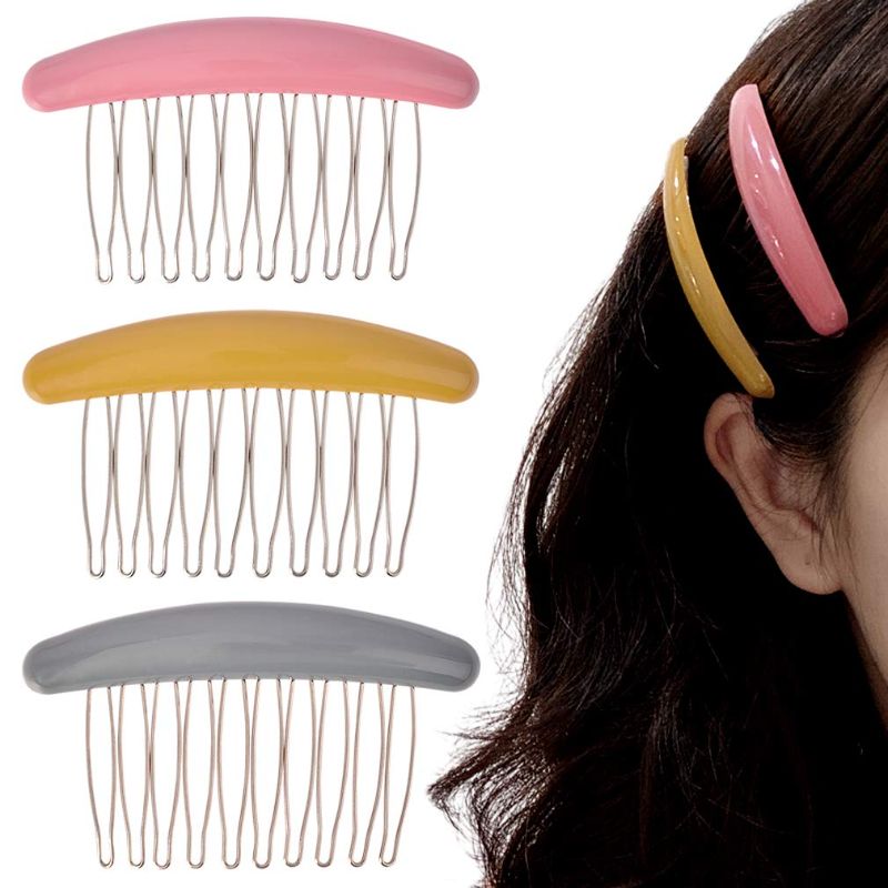 Photo 1 of 3 Pack Side Hair Combs Colorful Hair Pin French Clips Large No Slip Styling Women Girls Accessories 