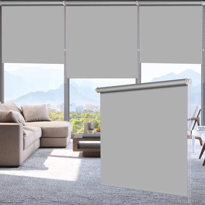 Photo 1 of 100% Blackout Waterproof Fabric Window Roller Shades Blind Thermal Insulated,