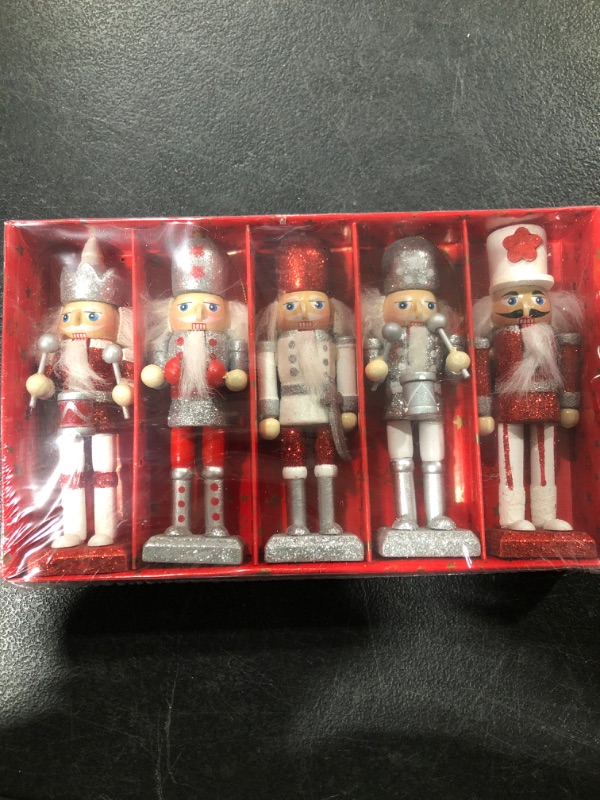 Photo 2 of  5PCS Wooden Nutcracker Figurines Hanging Decorations 