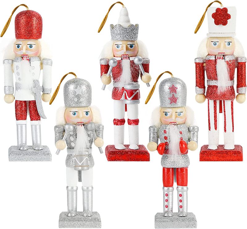 Photo 2 of 5PCS Wooden Nutcracker Figurines Hanging Decorations