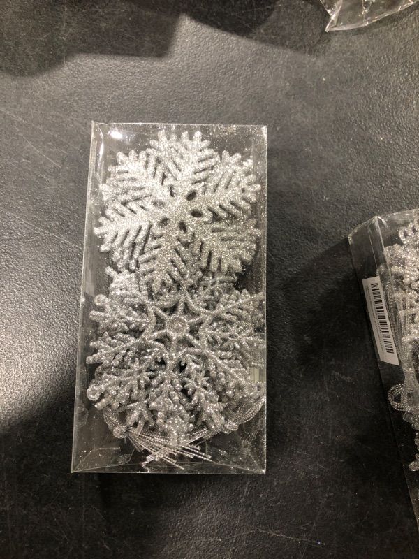 Photo 1 of 36pcs SILVER Glitter Snowflake Ornaments