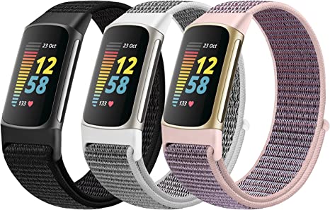 Photo 1 of AVOD Sport Loop Nylon Watch Bands Only Compatible with Fitbit Charge 5 Bands, Adjustable Breathable Replacement Soft Nylon Loop Wristband Accessories for Women Men for Charge 5 Advanced Fitness Tracker