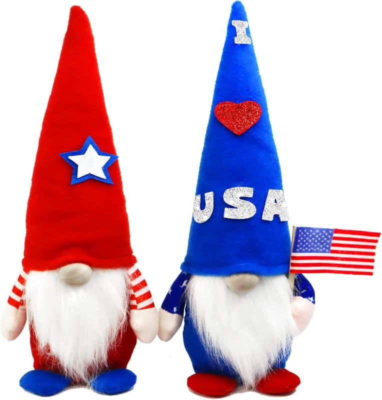 Photo 1 of 4th of July Gnomes Decorations, 2Pcs Patriotic Gnomes, Fourth of July Red White and Blue Decorations Gnomes Plush, Memorial Day Independence Day Gnomes Decorations for Home July 4th Decor 