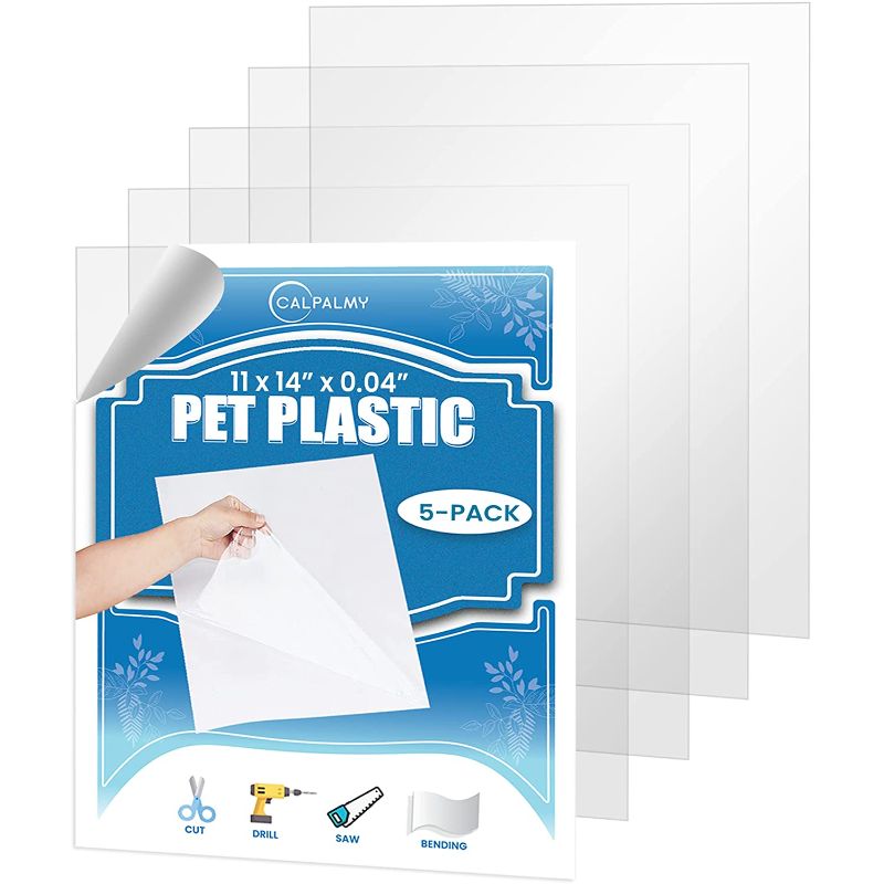 Photo 1 of (5 Pack) PET Sheet Panels - 11" x 14" x 0.04" Clear Acrylic Sheet-Quality Shatterproof, Lightweight, and Affordable Glass Alternative Perfect for Poster Frames, Counter Barriers, and Pet Barriers