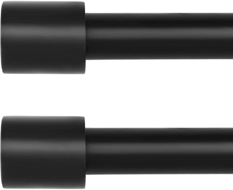 Photo 1 of 2 Pack Black Curtain Rods for Windows 28 to 48 Inch,1 Inch Diameter Heavy Duty Curtain Rods,Cylindrical End Cap Curtain Rod,Modern Adjustable Drapery Rods,Window Curtains Rod 28-48",Matte Black 