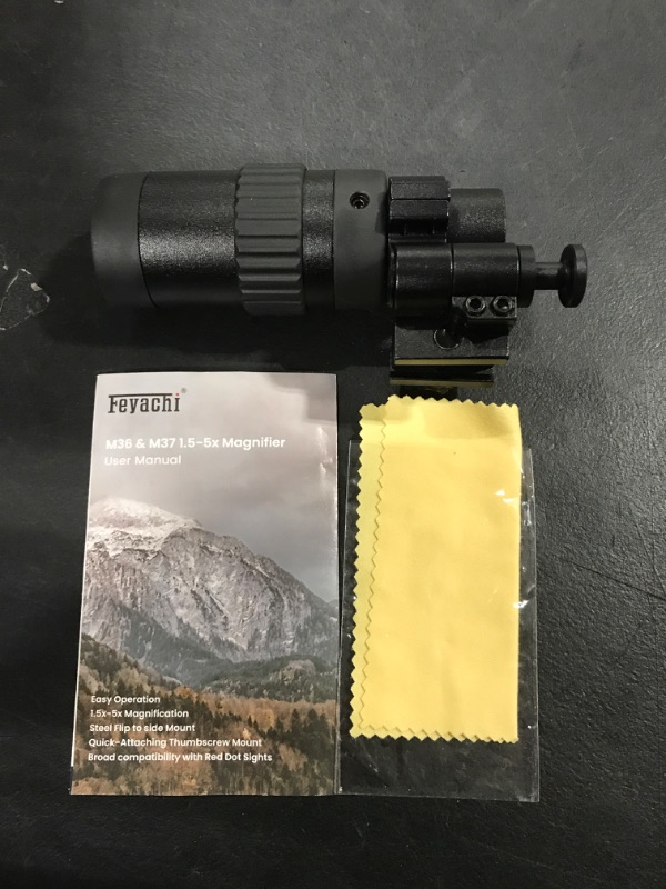 Photo 2 of Feyachi M36 1.5X - 5X Red Dot Sight Optics Magnifier with Flip to Side Mount