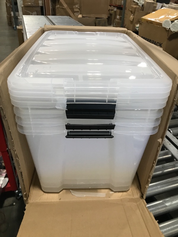 Photo 1 of 72 Quart Stack & Pull™ Box 4 Pack Clear with Black Buckle
