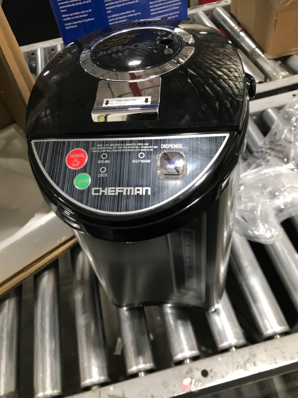 Photo 1 of Chefman Electric Hot Water Pot Urn w/ Auto & Manual Dispense Buttons, Safety Lock, Instant Heating for Coffee & Tea, Auto-Shutoff/Boil Dry Protection, Insulated Stainless Steel, 5.3L/5.6 Qt/30+ Cups