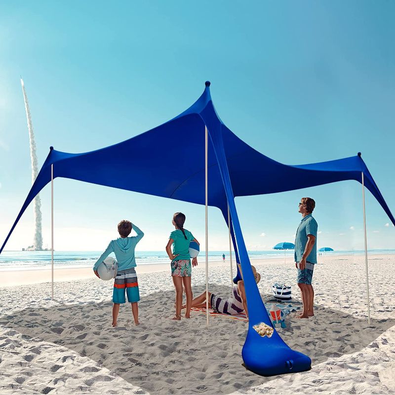 Photo 1 of 2022 Upgraded Beach Tent Pop Up Shade, HARBLAND 10X10 FT UPF50+ Beach Canopy with 8 Tent Stakes, 4 Support Ropes, Carry Bag for Outdoor, Adult and Baby(4 Thickened Tip Poles, 4-8 People)
