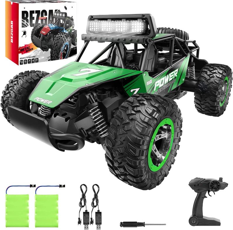 Photo 1 of BEZGAR TB141 RC Cars-1:14 Scale Remote Control Car, 2WD High Speed 20 Km/h All Terrains Electric Toy Off Road RC Car Vehicle Truck Crawler with Two Rechargeable Batteries for Boys Kids and Adults