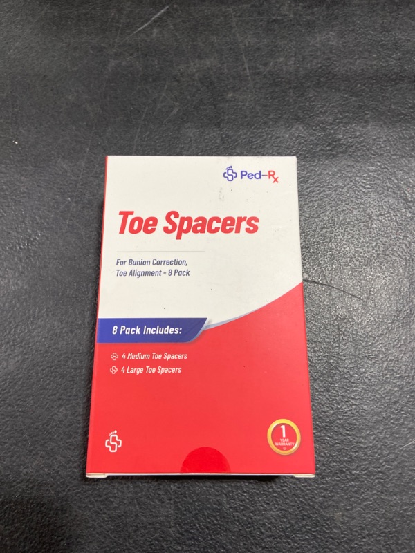 Photo 2 of [8 Pack ] Ped-Rx Silicone Gel Toe Separators Spacers - to Correct Bunions, Hallux Valgus, Straighten Overlapping Toes, Realign Crooked Toes, Hammer Toe (4 Bigger, 4 Smaller)